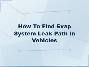 How to Find Evap System Leak Paths in Vehicles